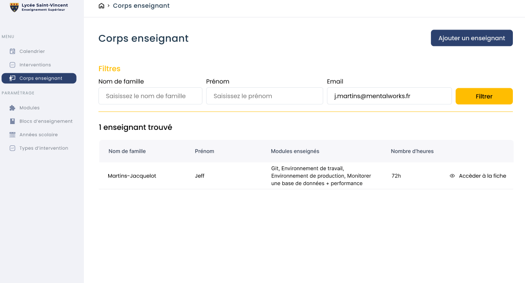 Aperçu projet Gestion Licence